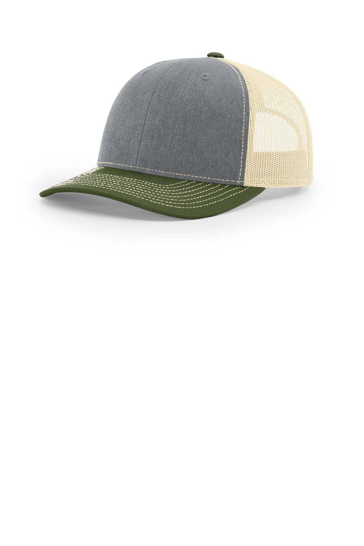 RICH Trucker Cap 112 — Heather Grey/ Birch/ Army Olive