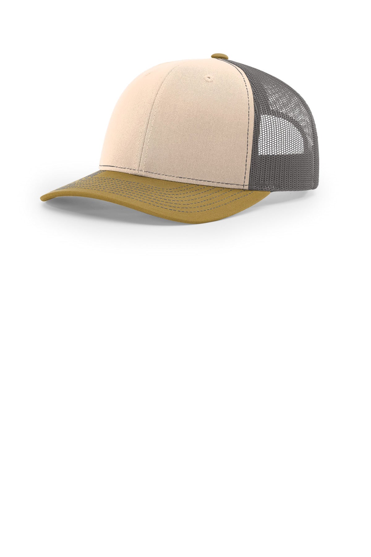 RICH Trucker Cap 112 — Mink Beige/ Charcoal/ Amber Gold