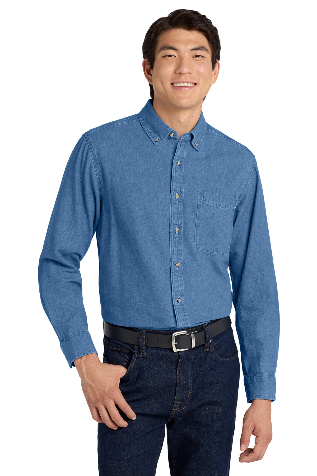 Port Authority Long Sleeve Denim Shirt S600 — Faded Blue