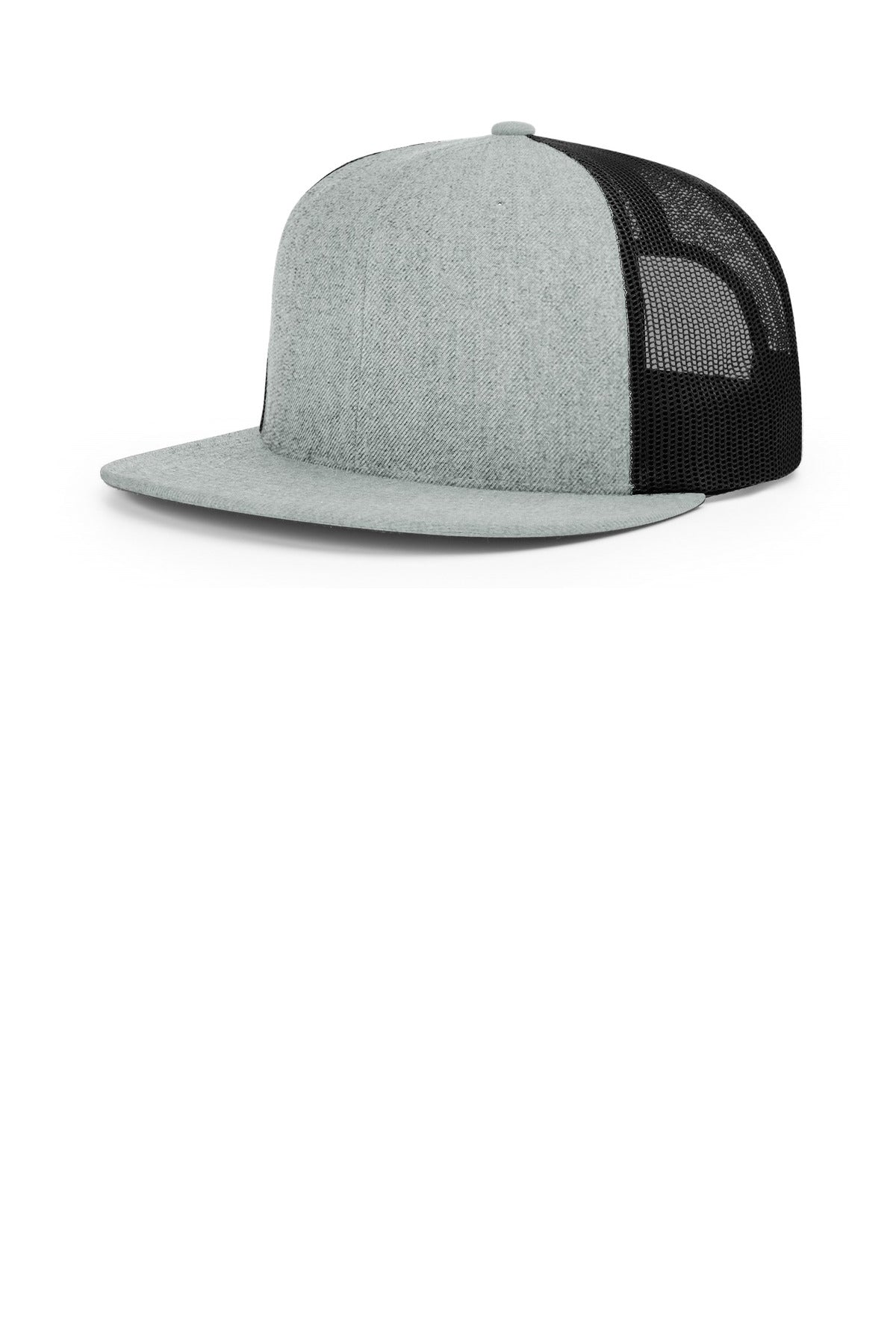 RICH Acrylic-Wool Blend Flatbill Trucker 511 — Heather Grey/ Black