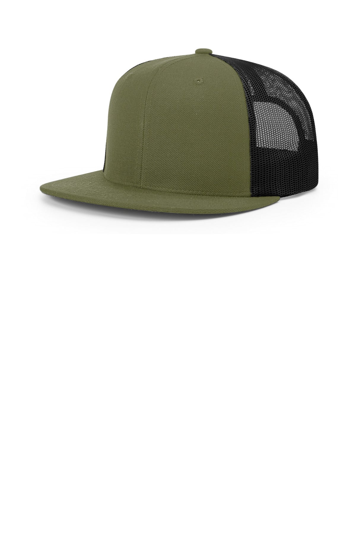 RICH Acrylic-Wool Blend Flatbill Trucker 511 — Loden/ Black