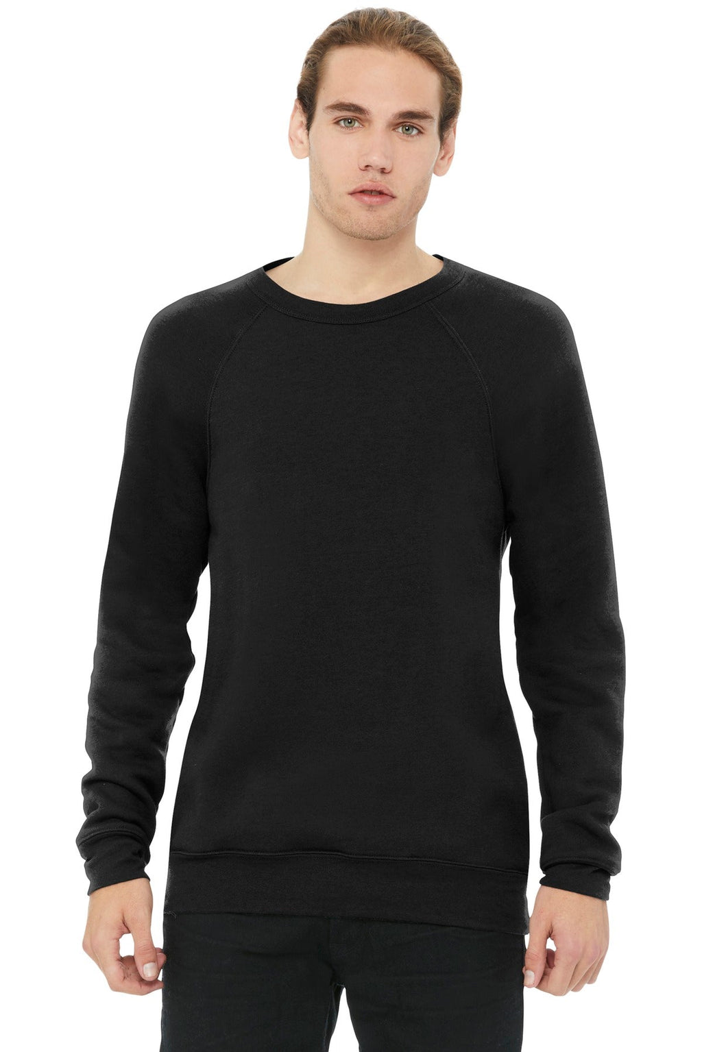 BELLA + CANVAS Unisex Sponge Fleece Raglan Crewneck Sweatshirt 3901 — Black
