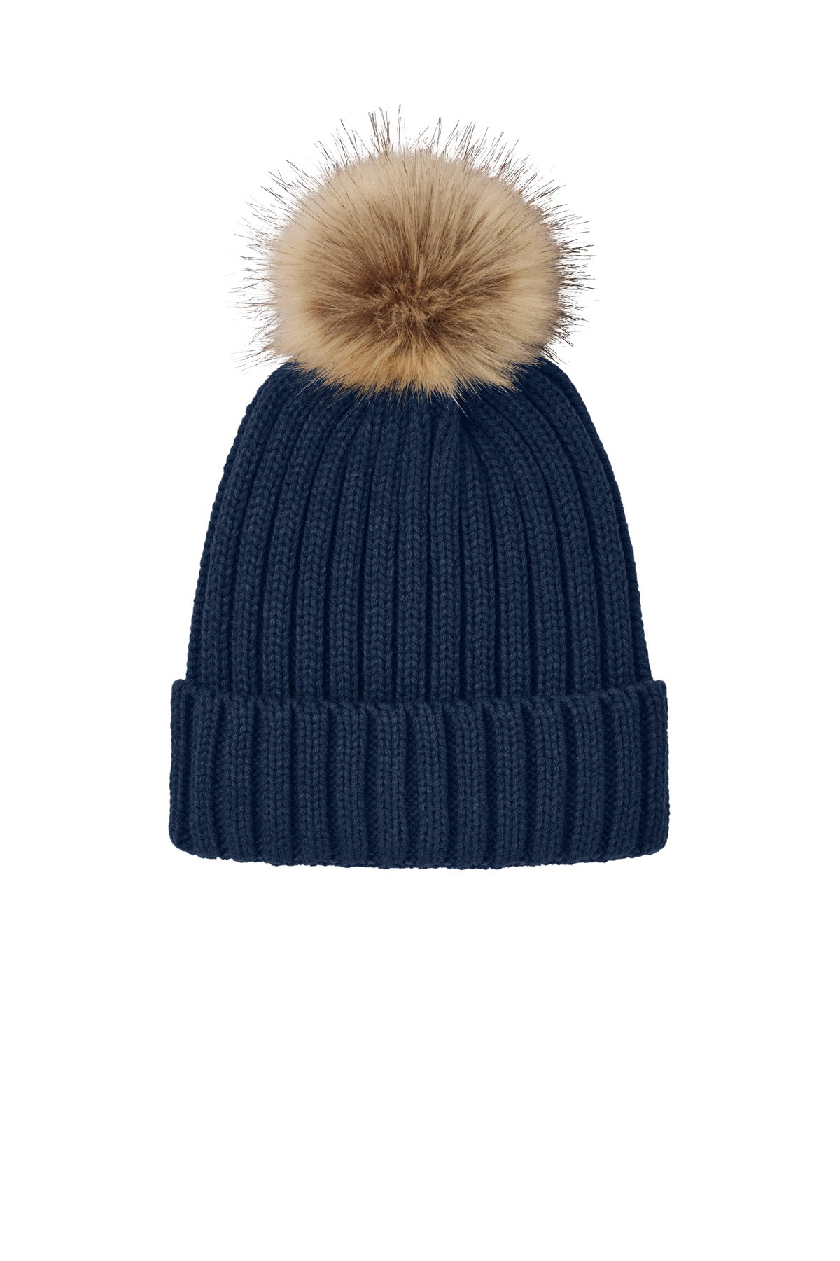 PA Faux Fur Pom Beanie C990 — River Blue Navy