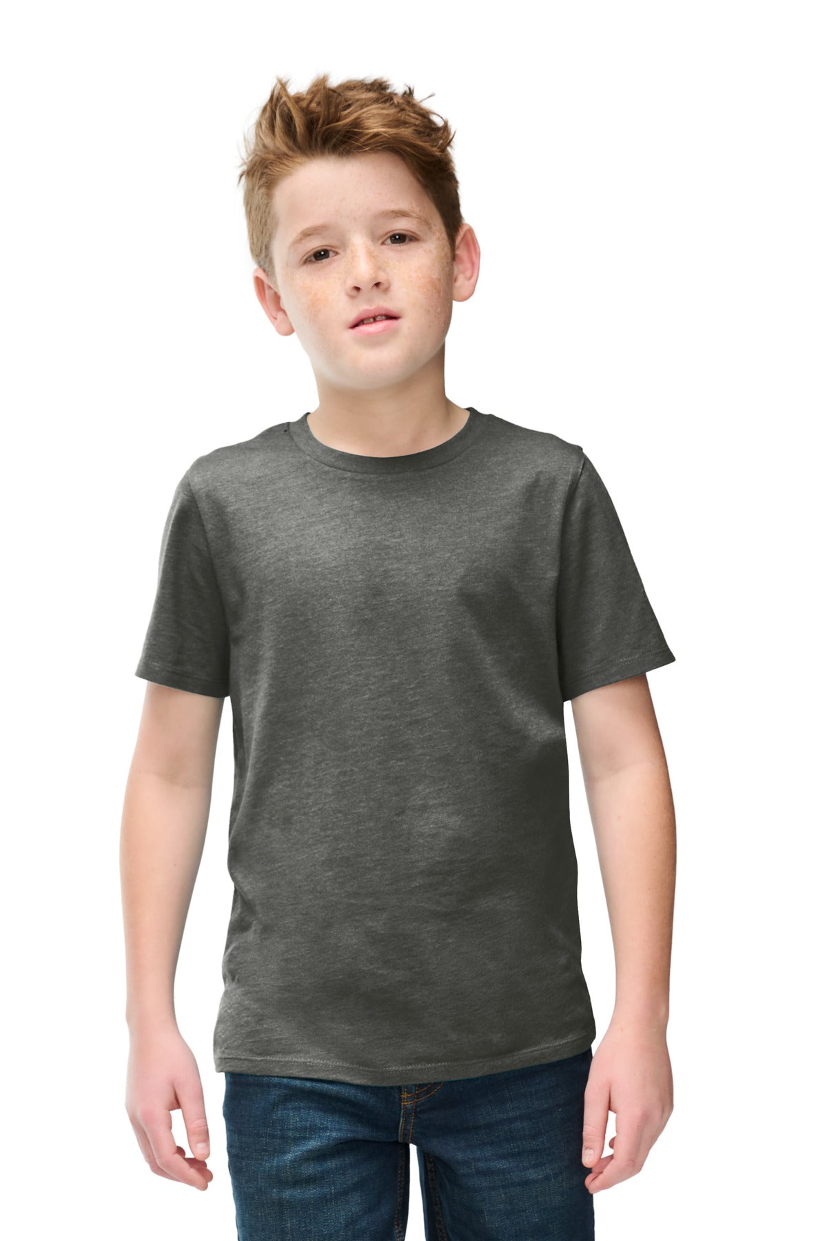 District Youth Perfect Blend CVC Tee — Heathered Charcoal