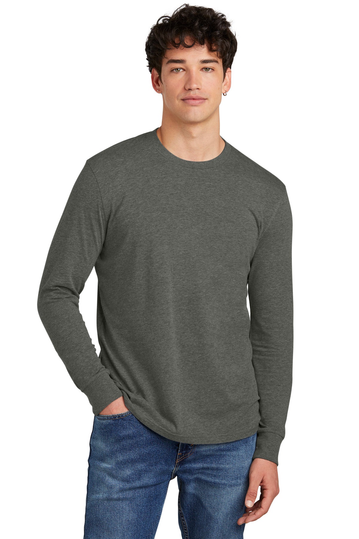 District Perfect Blend CVC L/S Tee DT109 — Heathered Charcoal