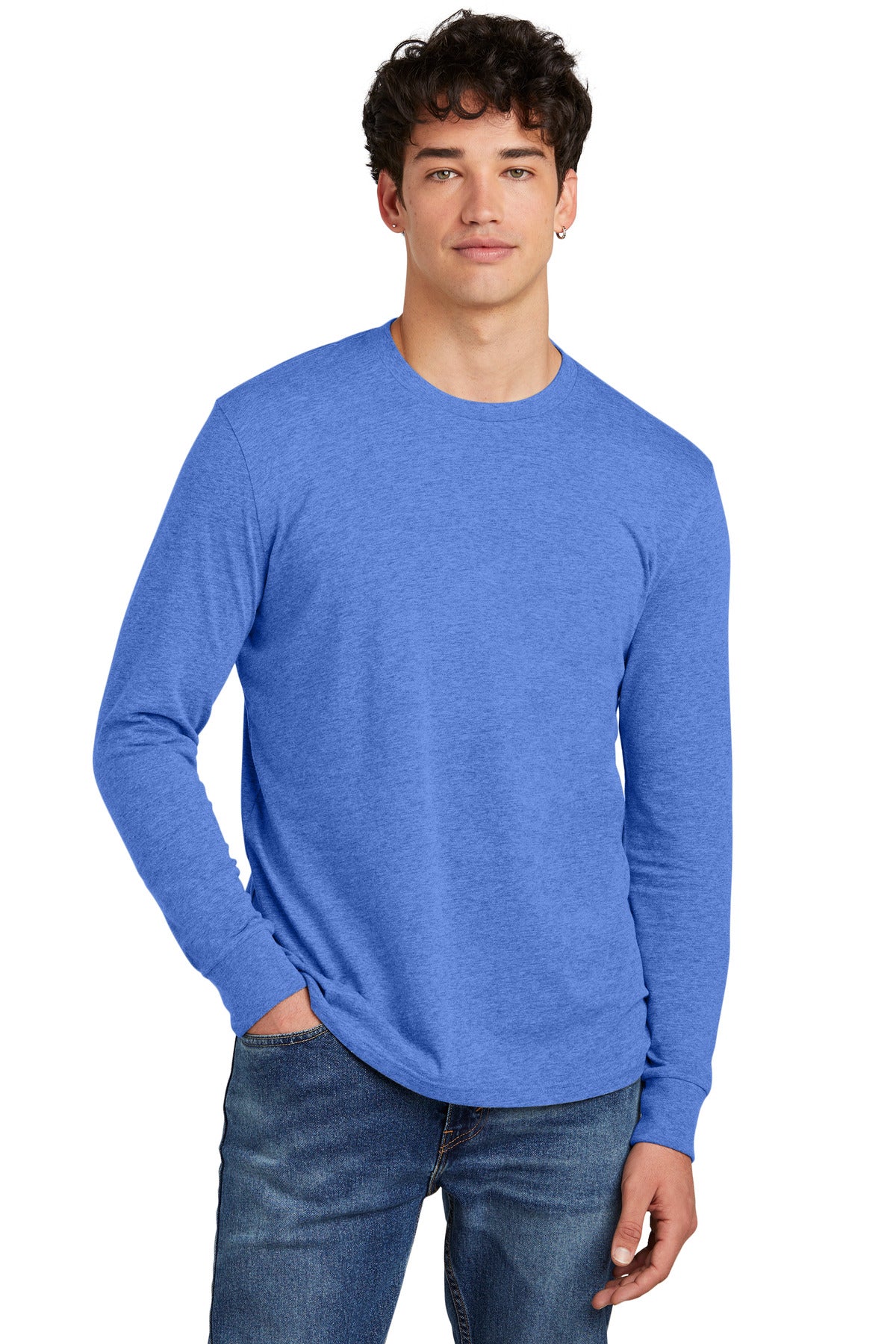 District Perfect Blend CVC L/S Tee DT109 — Heathered Royal