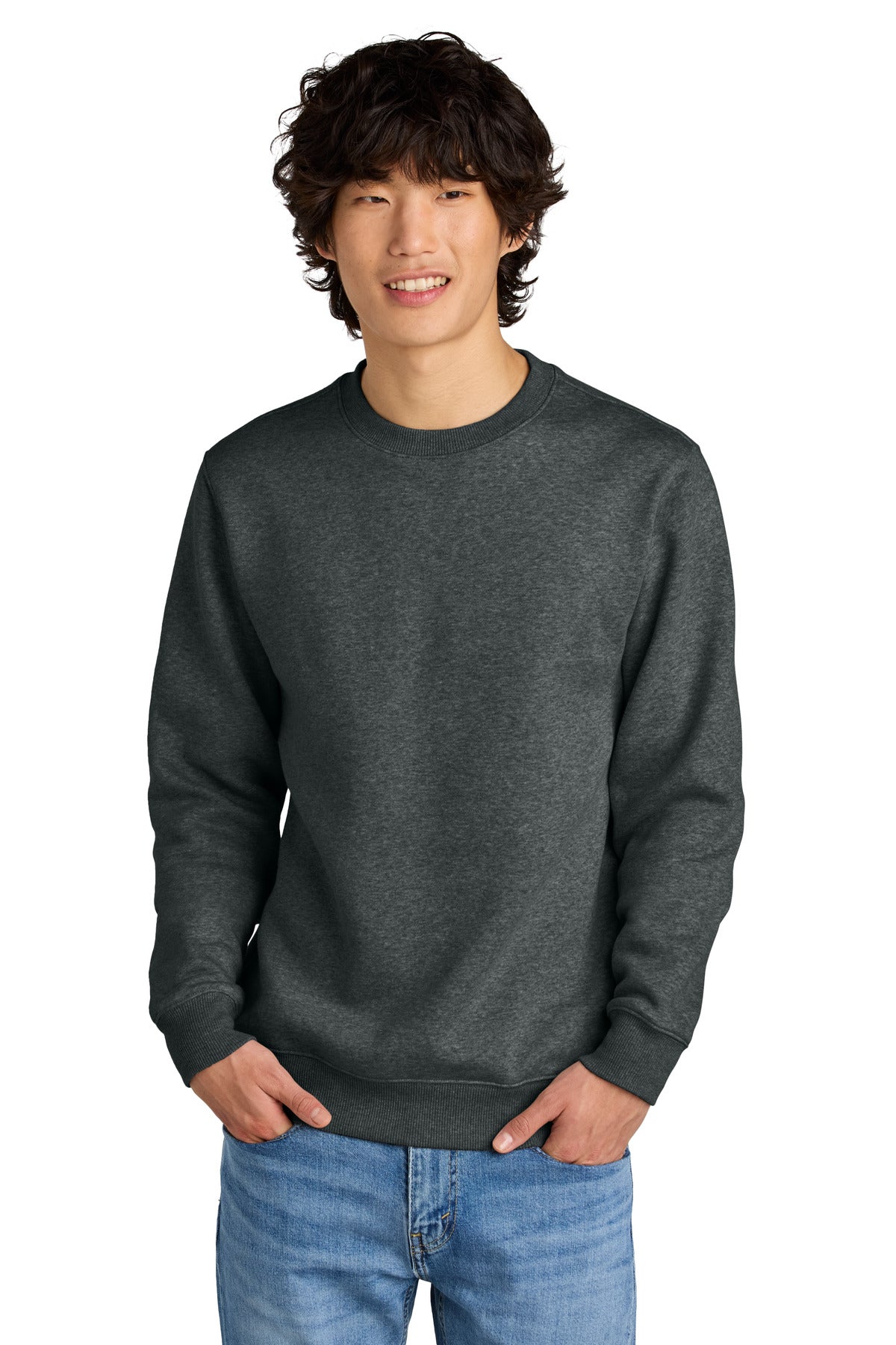 DT Perfect Weight Fleece Crew DT1106 — Heathered Charcoal