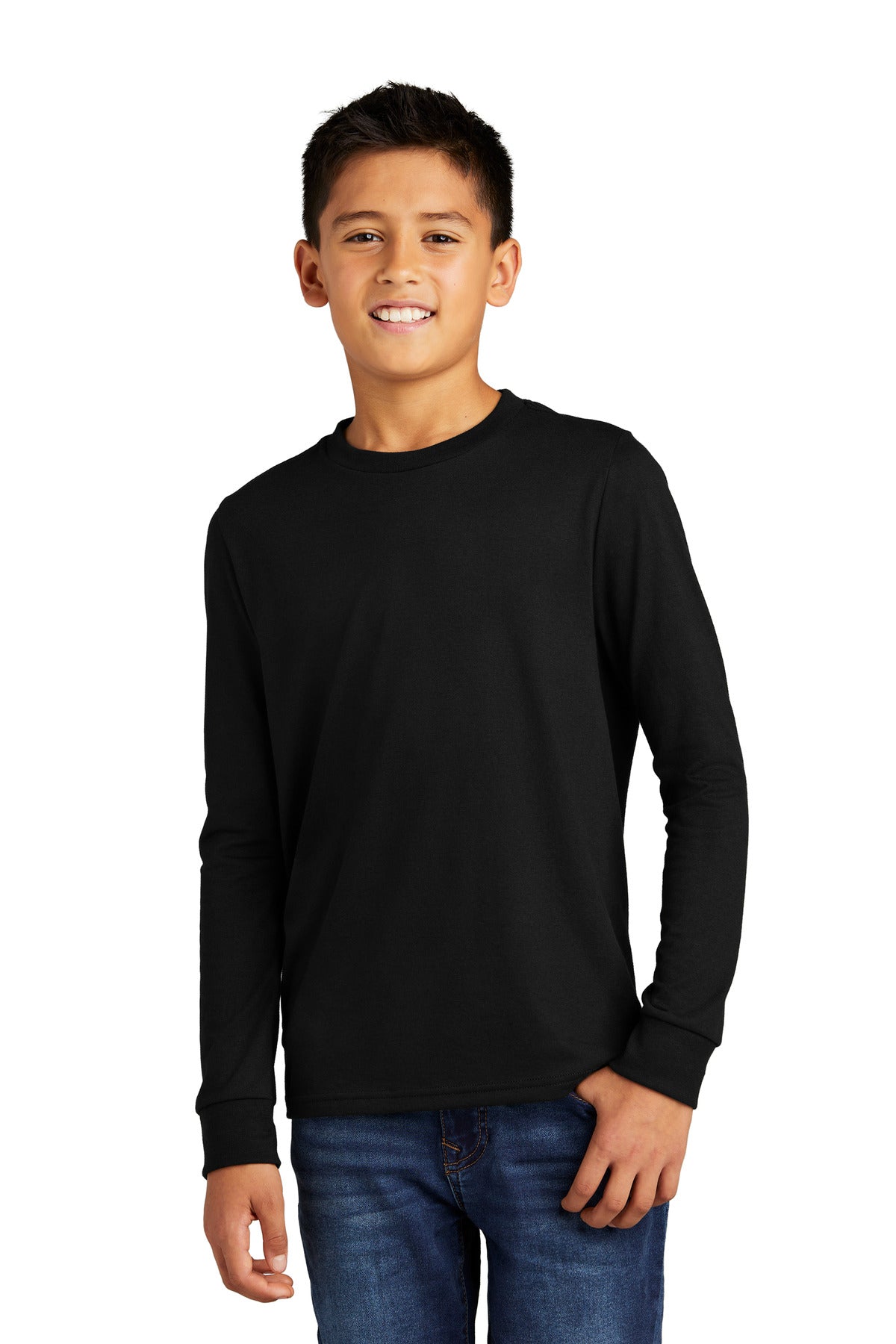 District Yth Perfect Tri L/S Tee DT132Y — Black