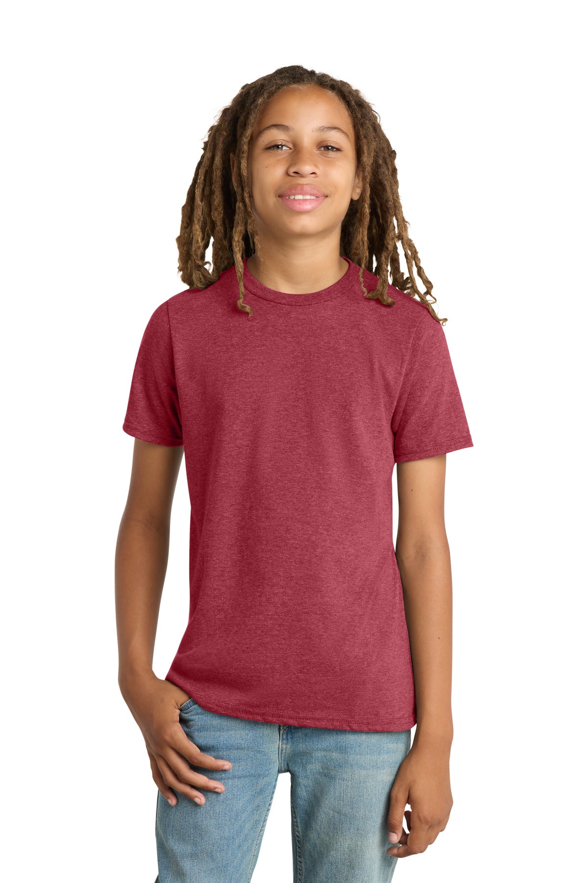 District Youth Very Important Tee DT6000Y — Heathered Cardinal