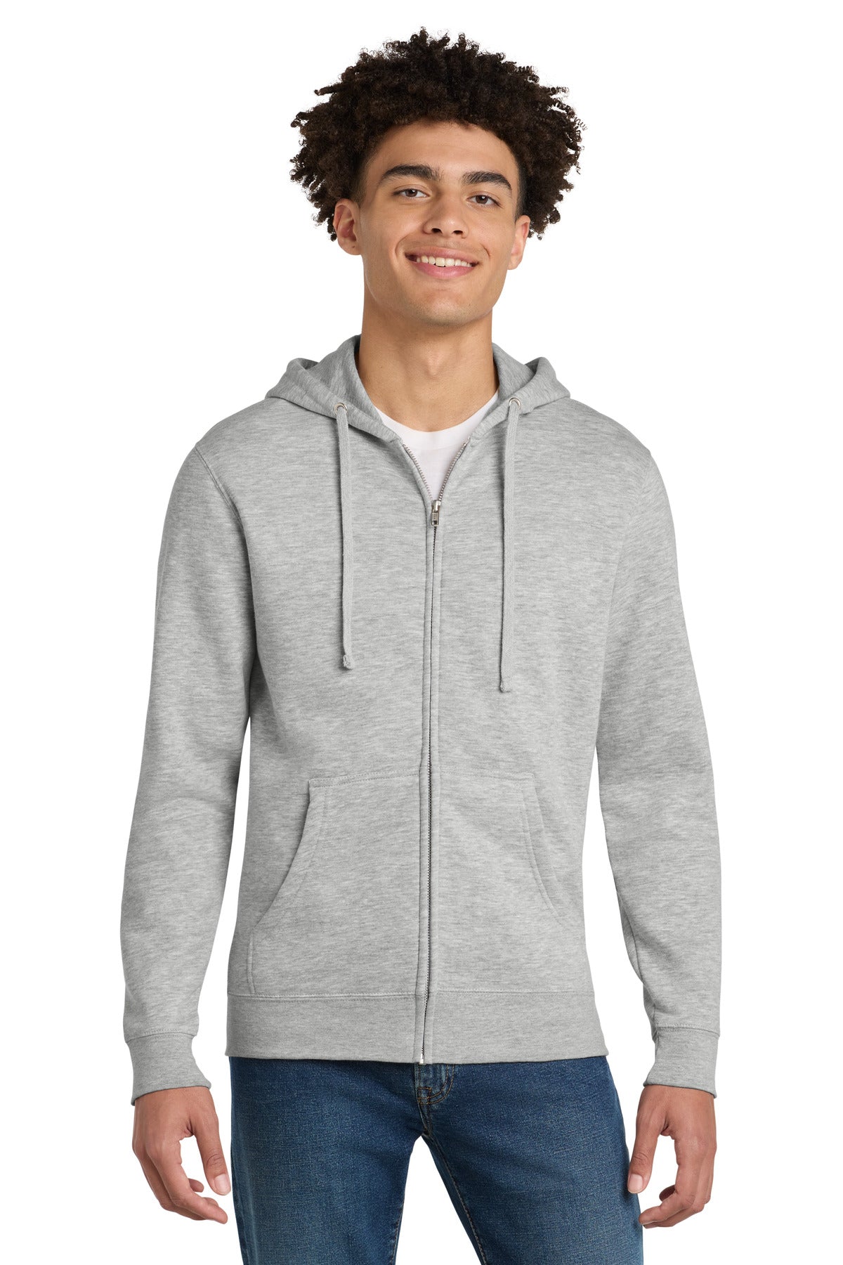 District V.I.T. Fleece Full-Zip Hoodie DT6102 — Light Heather Grey