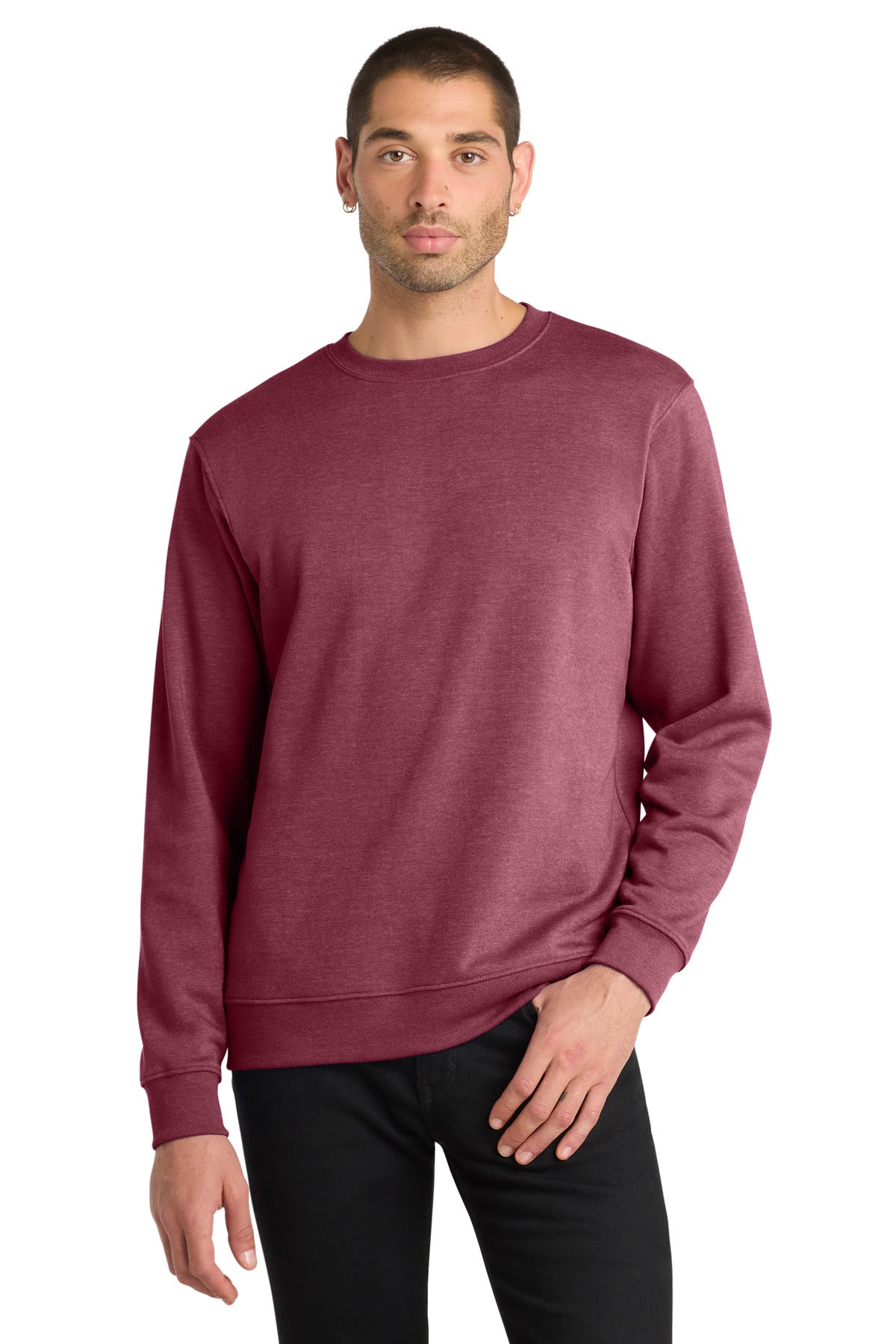 District V.I.T. Fleece Crew DT6104 — Heathered Cardinal