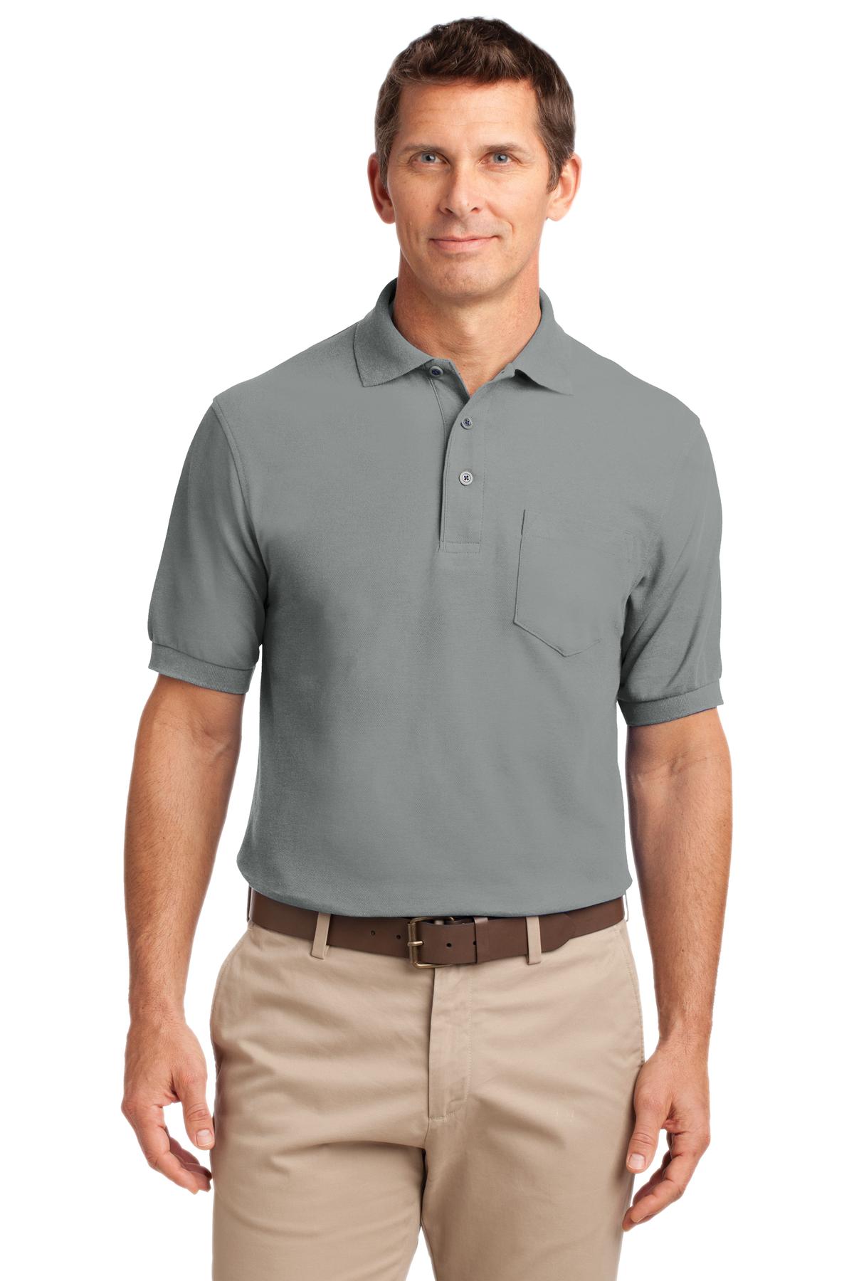 Port Authority Silk Touch Polo with Pocket K500P — Cool Grey