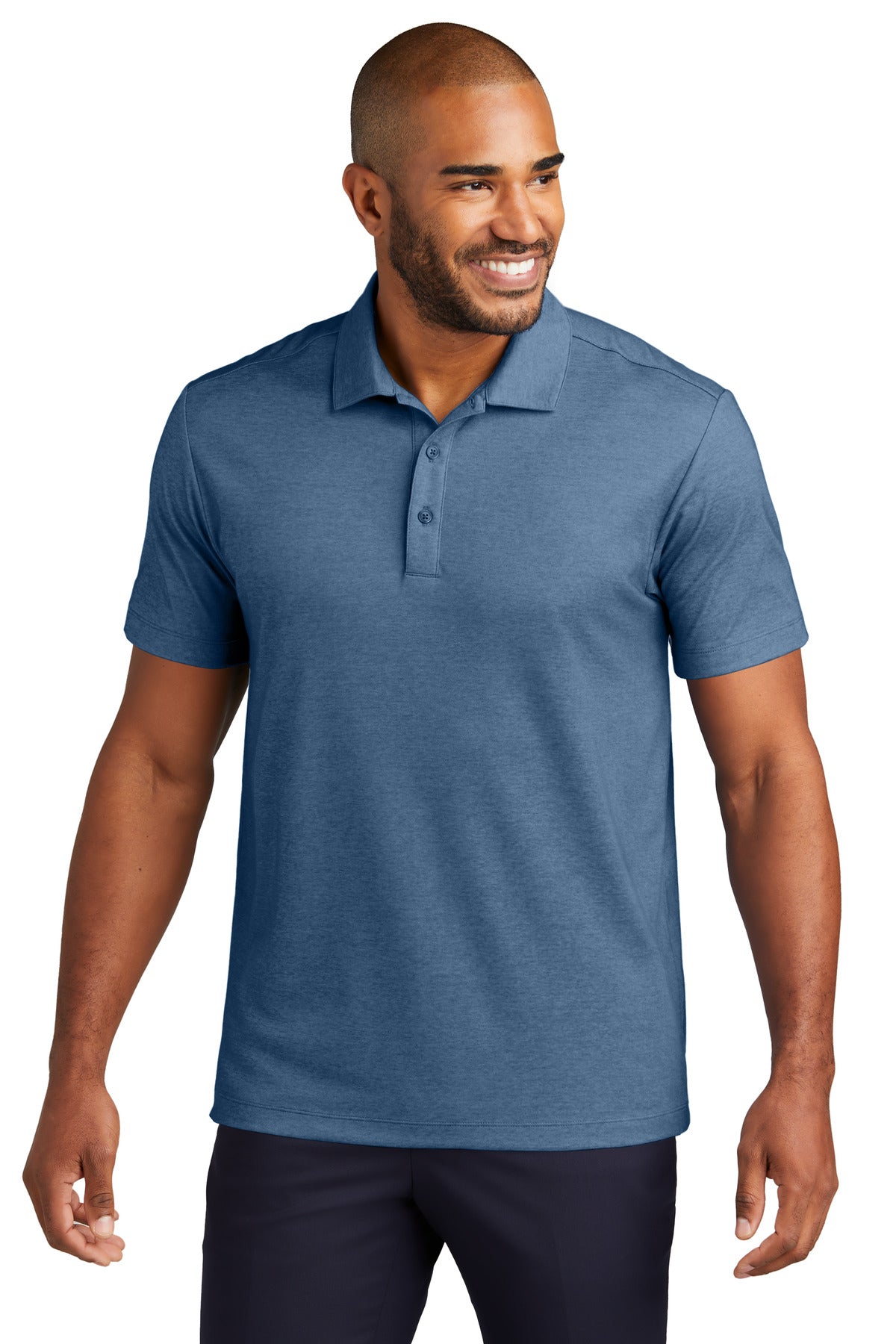 Port Authority Fine Pique Blend Polo K830 — Aegean Blue Heather