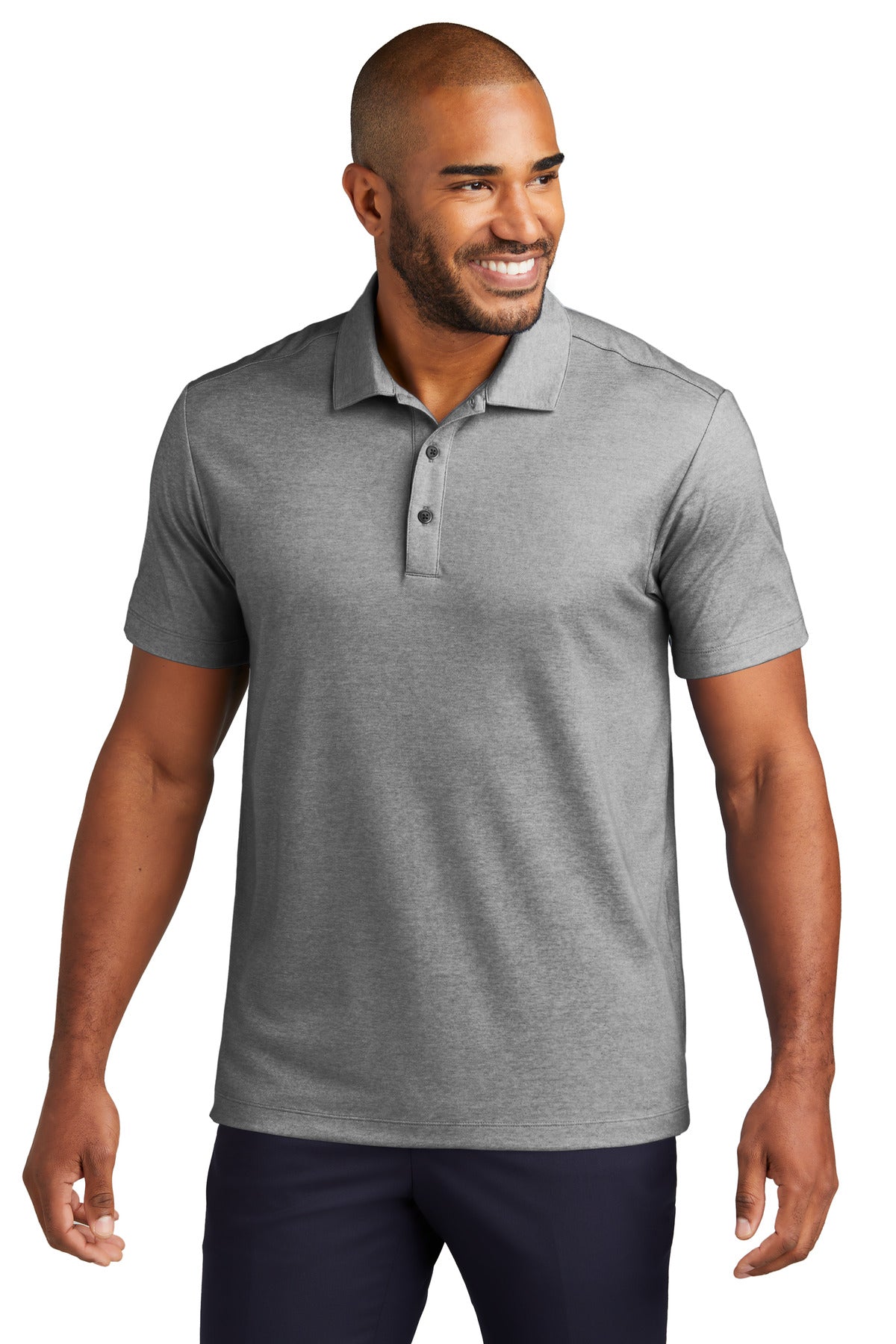 Port Authority Fine Pique Blend Polo K830 — Charcoal Heather