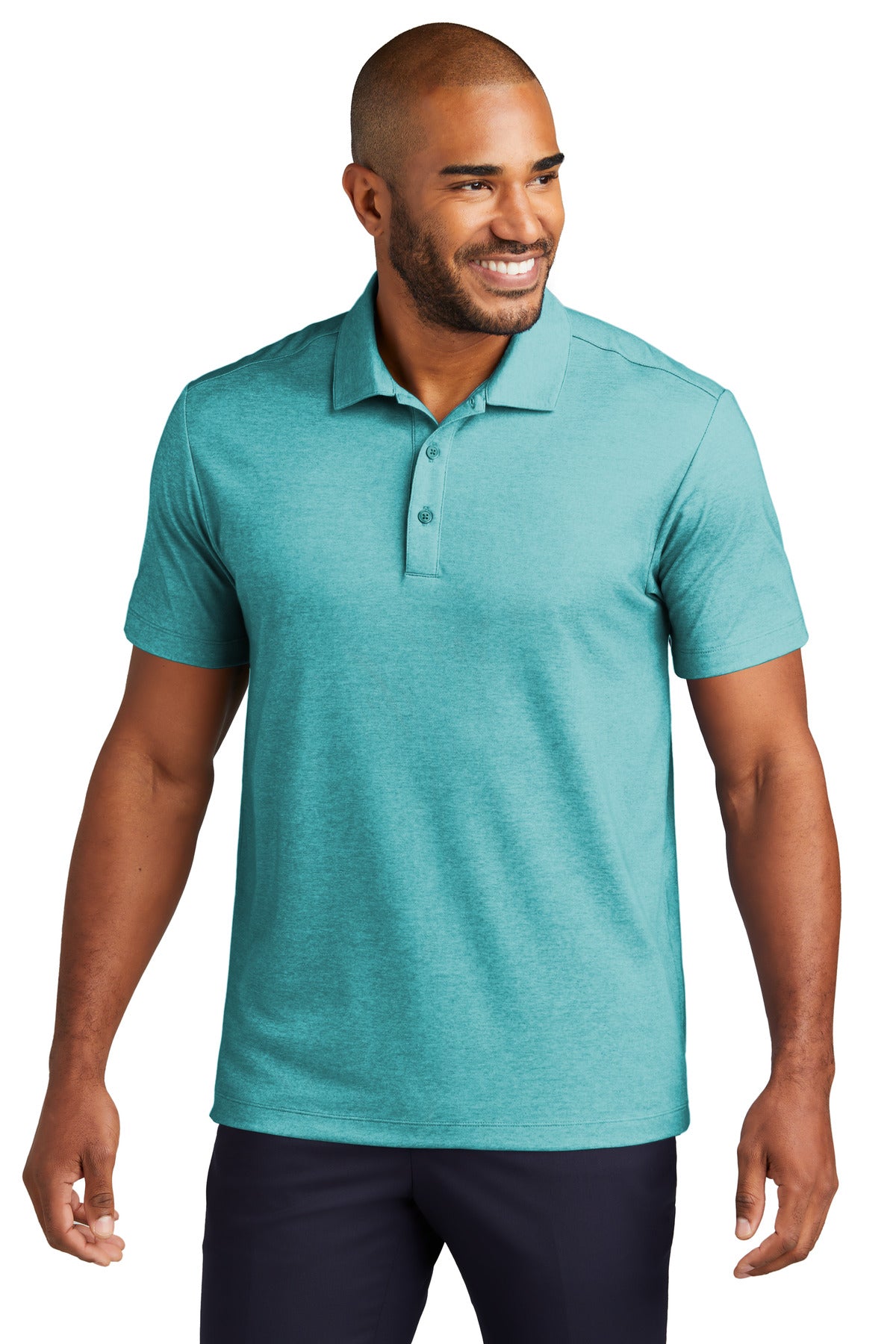 Port Authority Fine Pique Blend Polo K830 — Dark Teal Heather