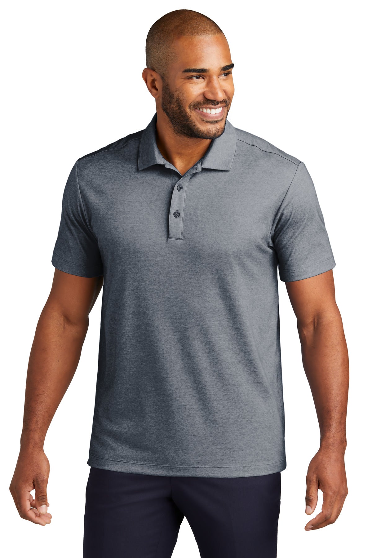 Port Authority Fine Pique Blend Polo K830 — River Blue Navy Heather