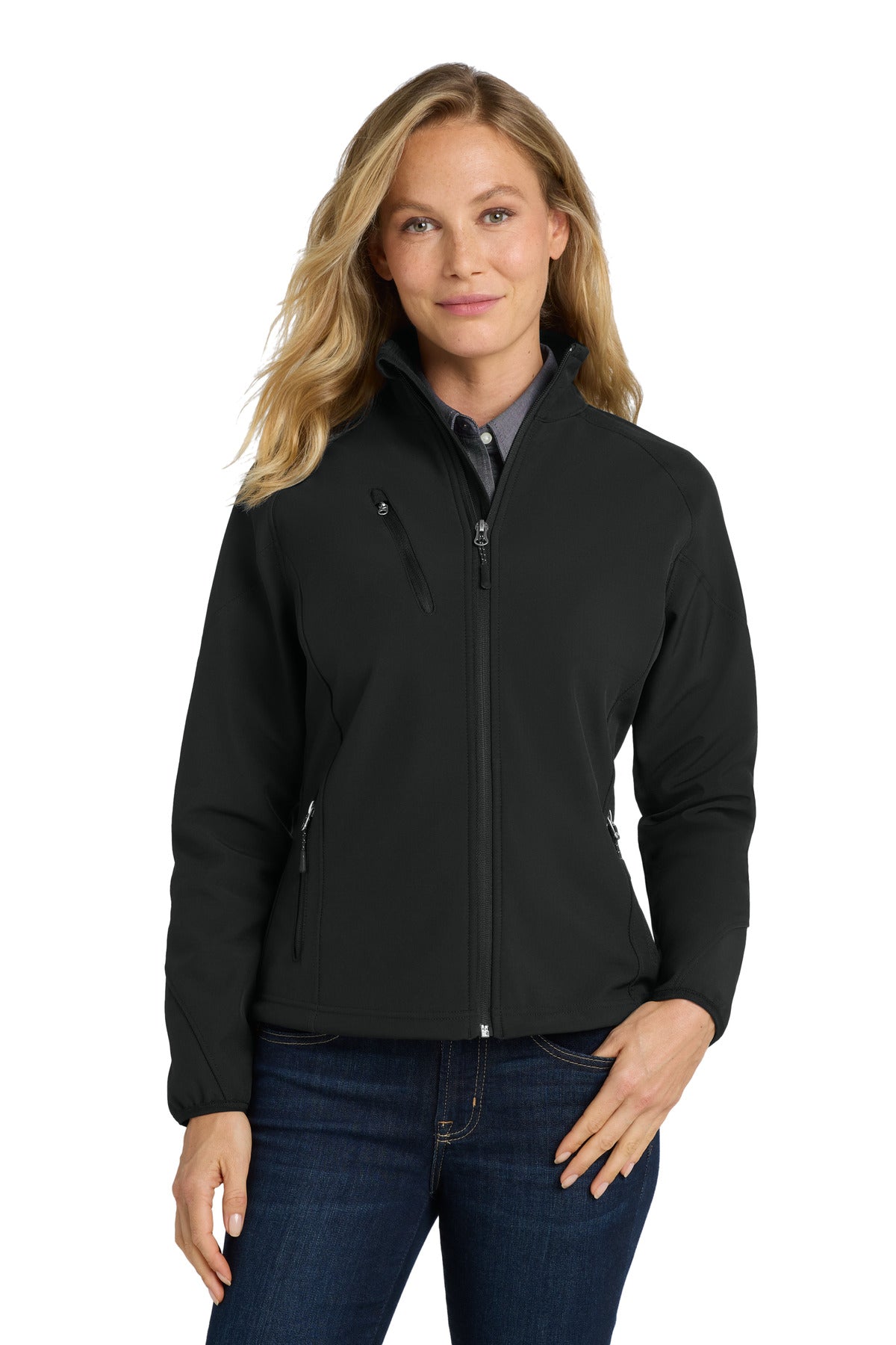 Port Authority Lds Textured Soft Shell Jacket L705 — Black