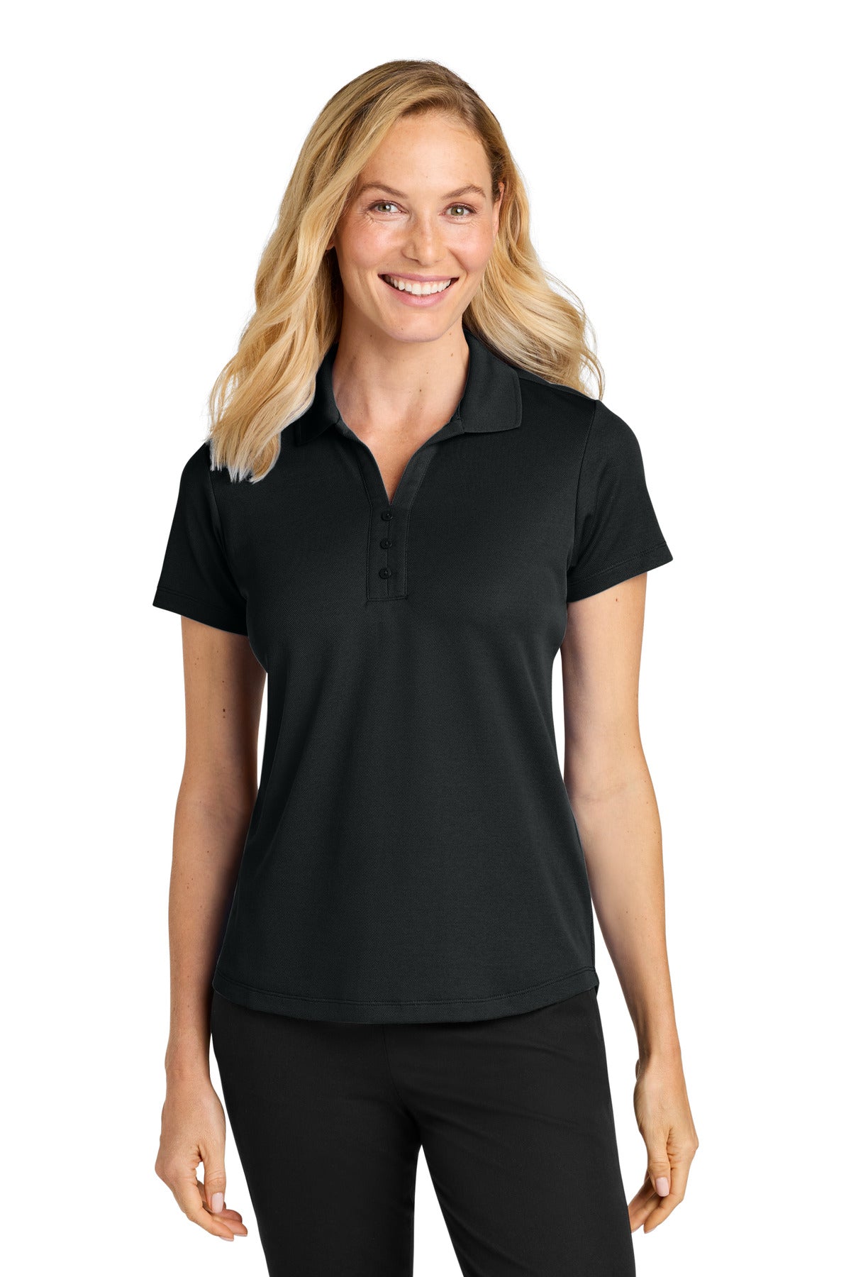 PA Wms Plaited Pique Polo LK620 — Deep Black