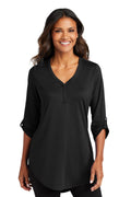 PA Lds City Stretch 3/4-Sleeve Tunic LK6840 — Black