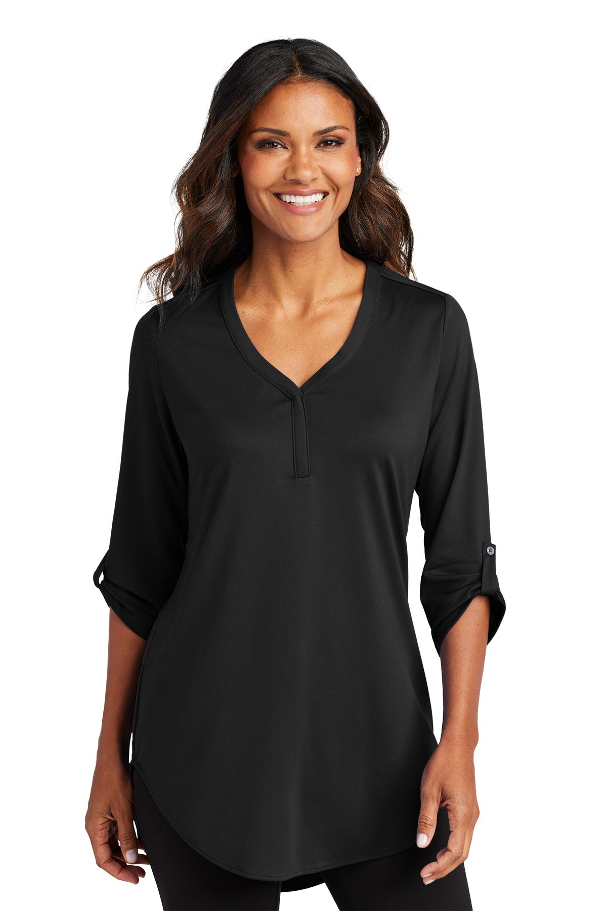 PA Lds City Stretch 3/4-Sleeve Tunic LK6840 — Black