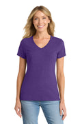 Port & Co Ladies Fan Favorite Blend V-Neck Tee LPC455V — Team Purple Heather