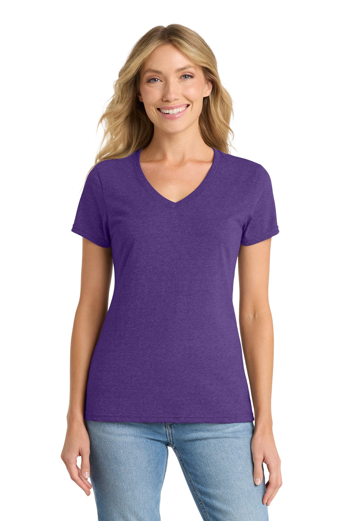 Port & Co Ladies Fan Favorite Blend V-Neck Tee LPC455V — Team Purple Heather