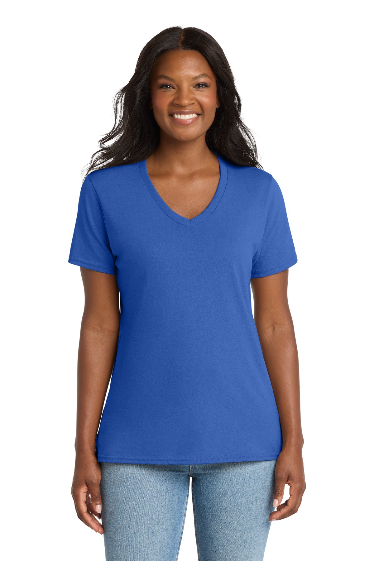 Port & Co Ladies Core Cotton V-Neck Tee LPC54V — Royal