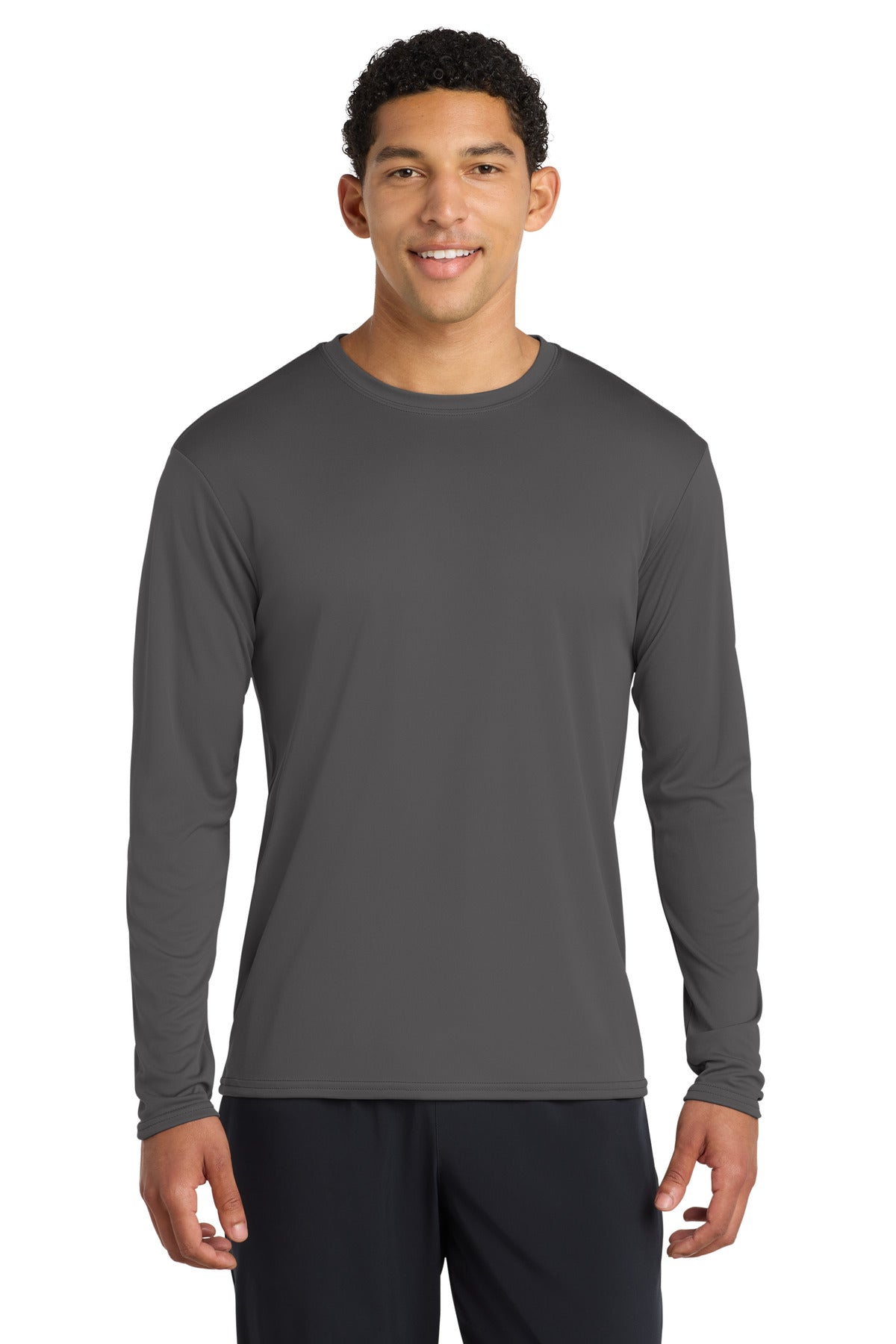Port & Co Long Sleeve Performance Tee PC380LS — Charcoal