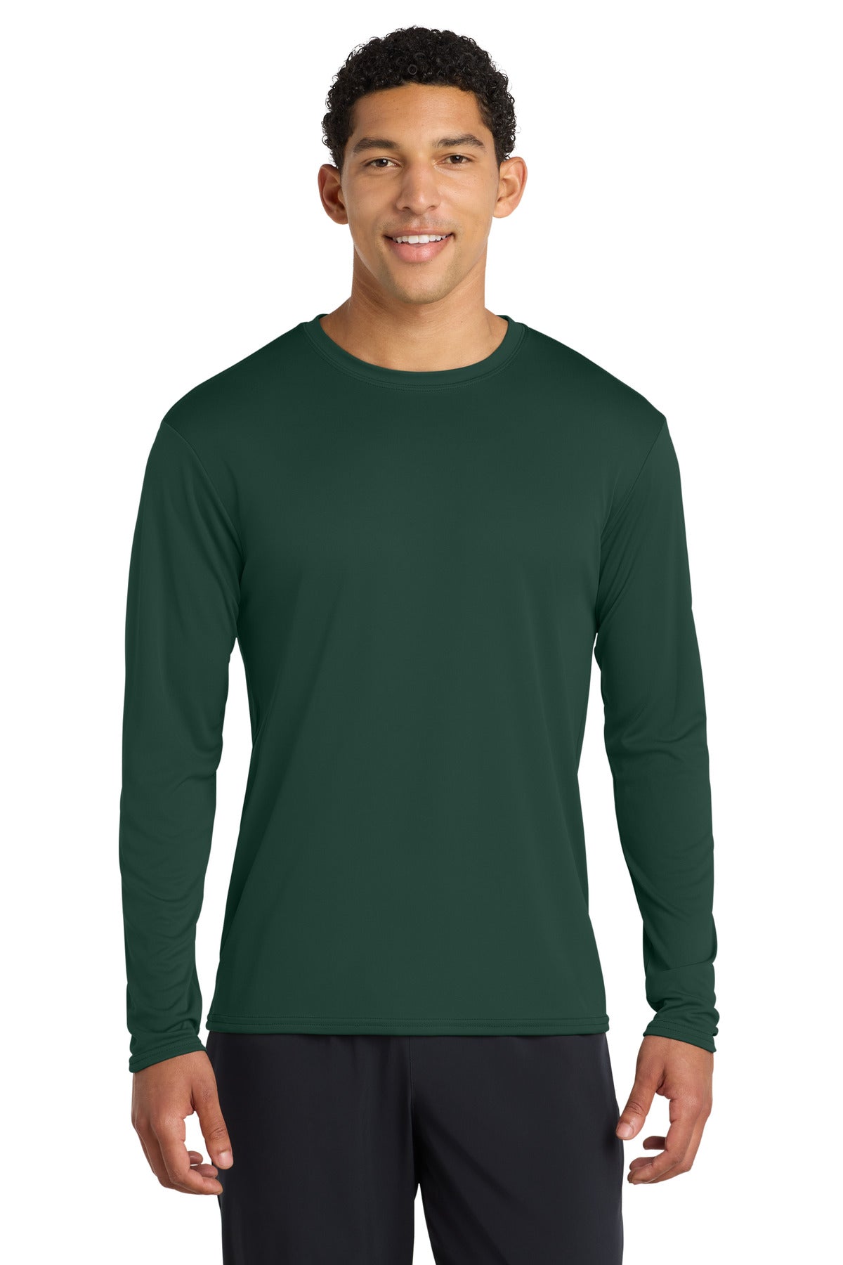 Port & Co Long Sleeve Performance Tee PC380LS — Dark Green
