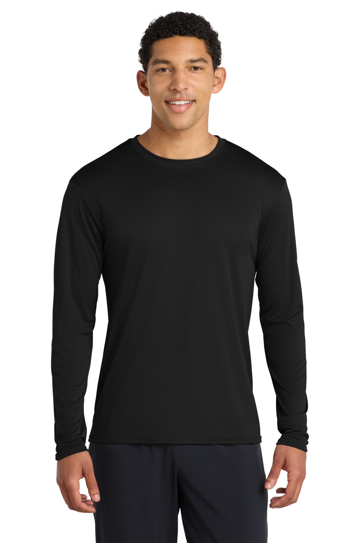 Port & Co Long Sleeve Performance Tee PC380LS — Jet Black