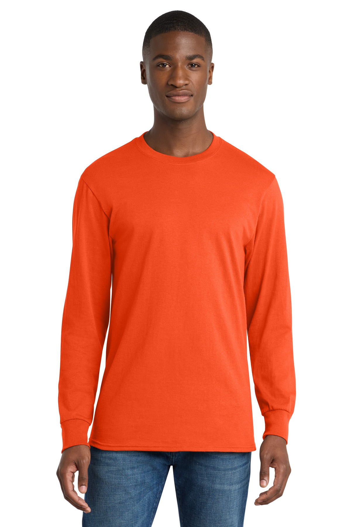 Port & Co L/S Core Cotton Tee PC54LS — Orange