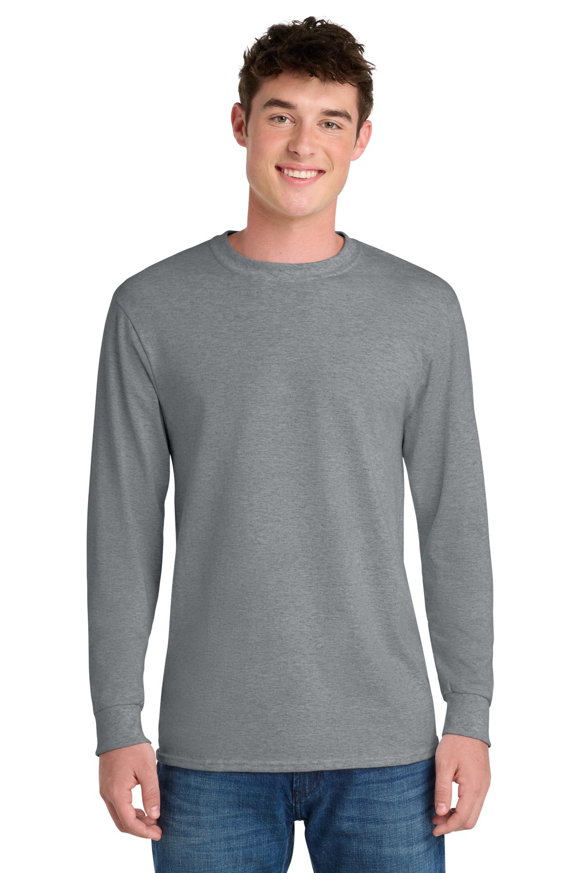 Port & Co L/S Core Blend Tee PC55LS — Athletic Heather