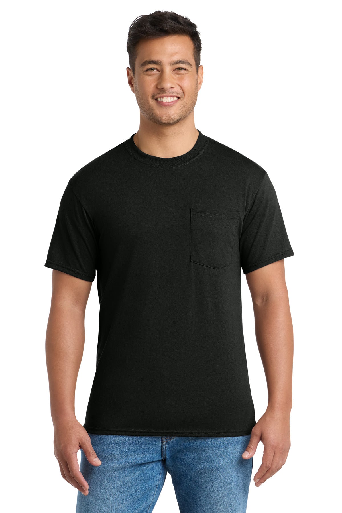 Port & Co Core Blend Pocket Tee PC55P — Jet Black