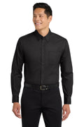 Port Authority Tall Long Sleeve Easy Care Shirt TLS608 — Black/ Light Stone