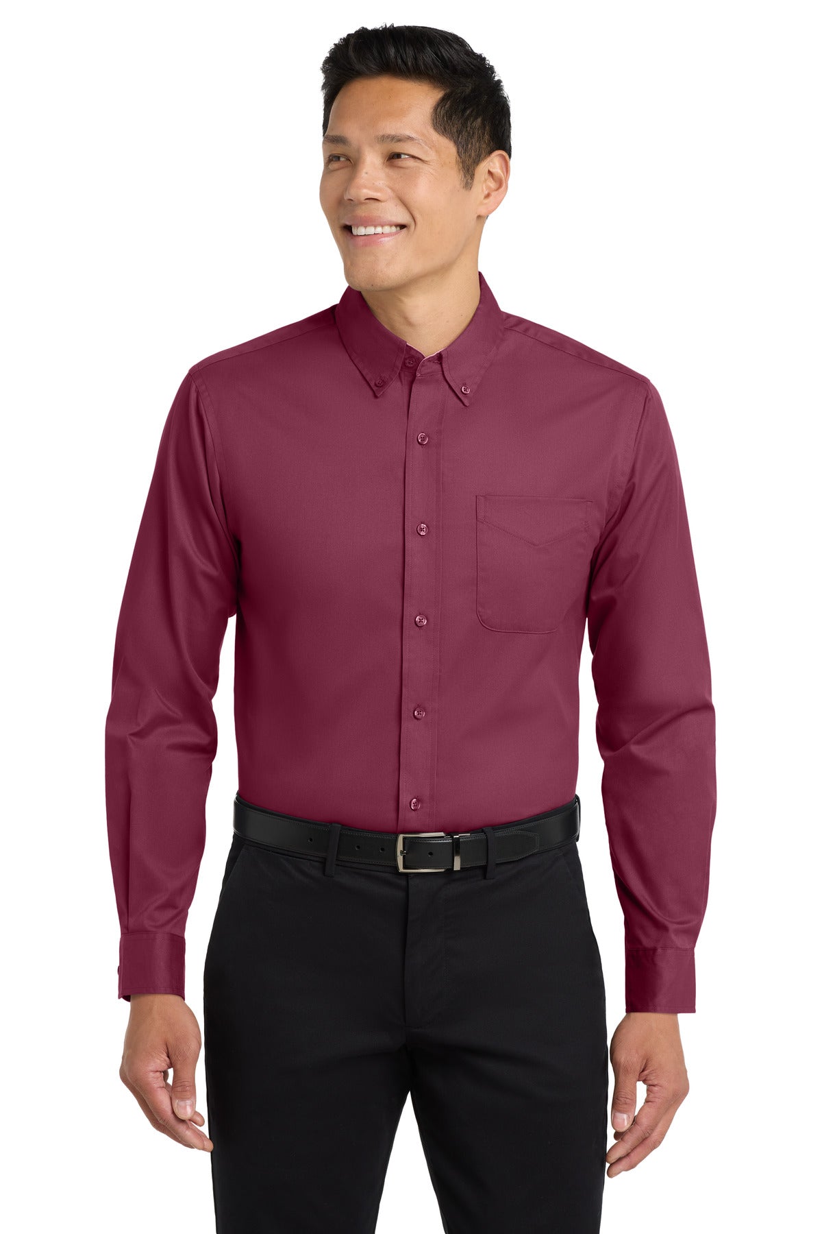 Port Authority Tall Long Sleeve Easy Care Shirt TLS608 — Burgundy/ Light Stone