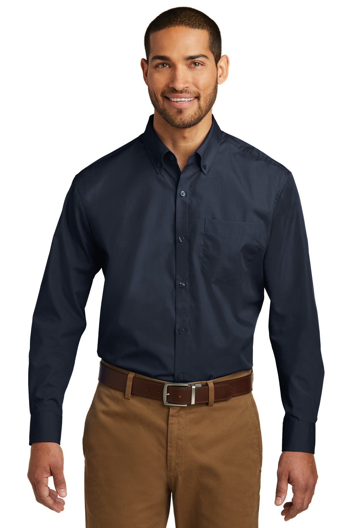 Port Authority Long Sleeve Carefree Poplin Shirt W100 — River Blue Navy