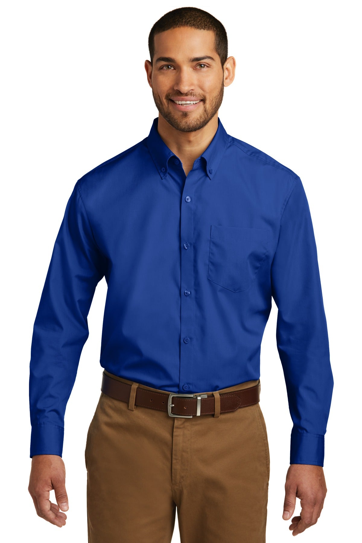 Port Authority Long Sleeve Carefree Poplin Shirt W100 — True Royal