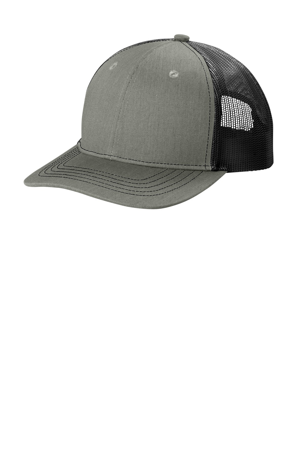 Port Authority® Youth Snapback Trucker Cap YC402 — Heather Grey/ Black