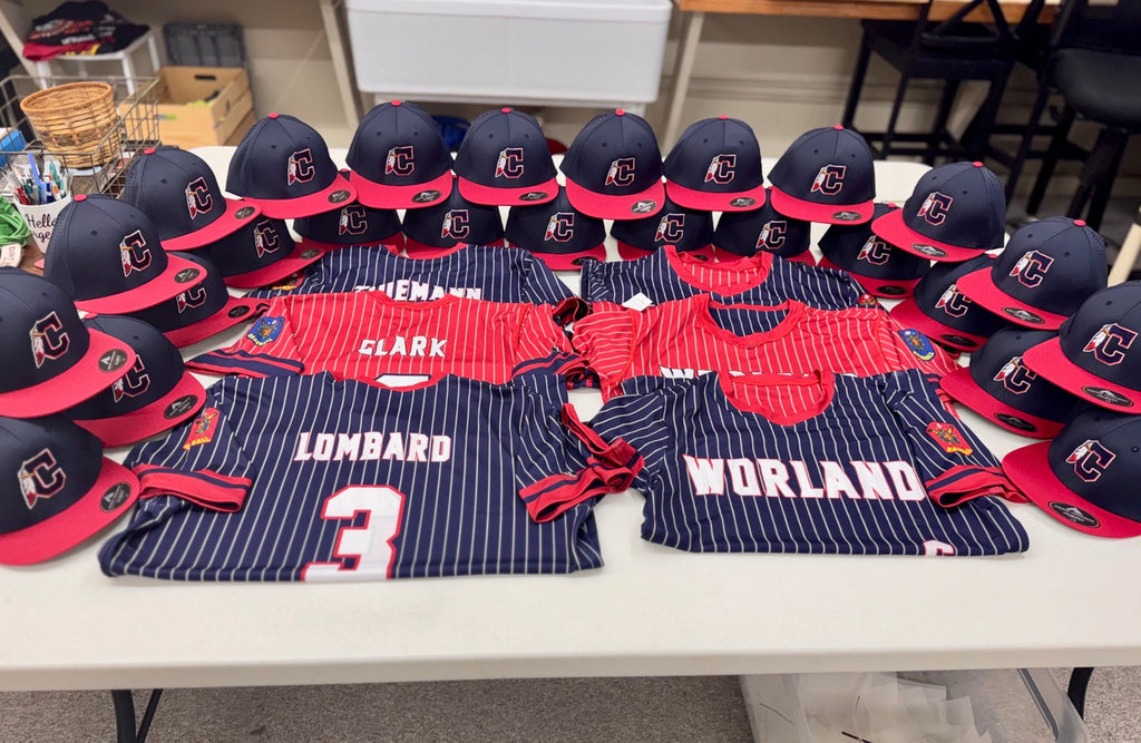 Custom sports team jerseys and hats example