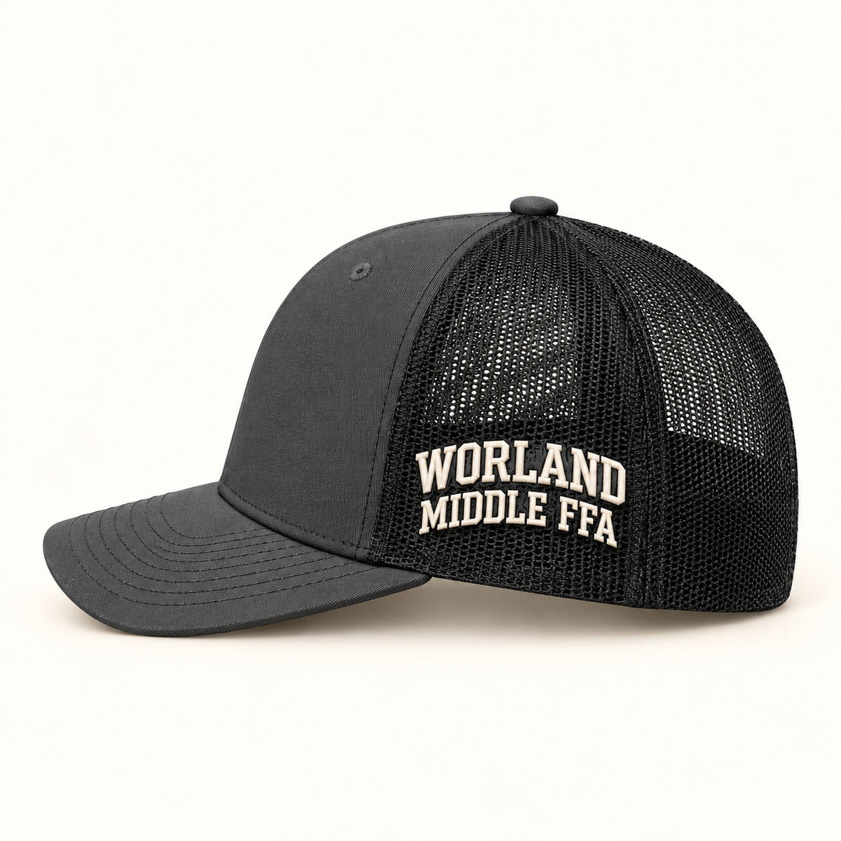 local-farmers-cap Charcoal/Black; left review mockup