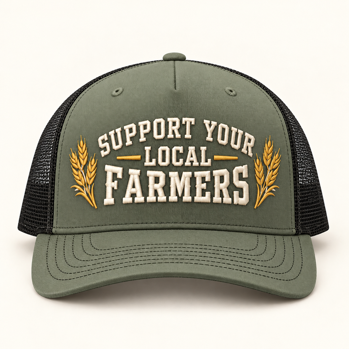 local-farmers-cap Loden/Black; front review mockup