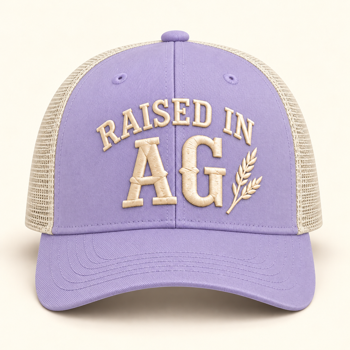 raised-ag-cap 115 · Lilac/Birch; front review mockup