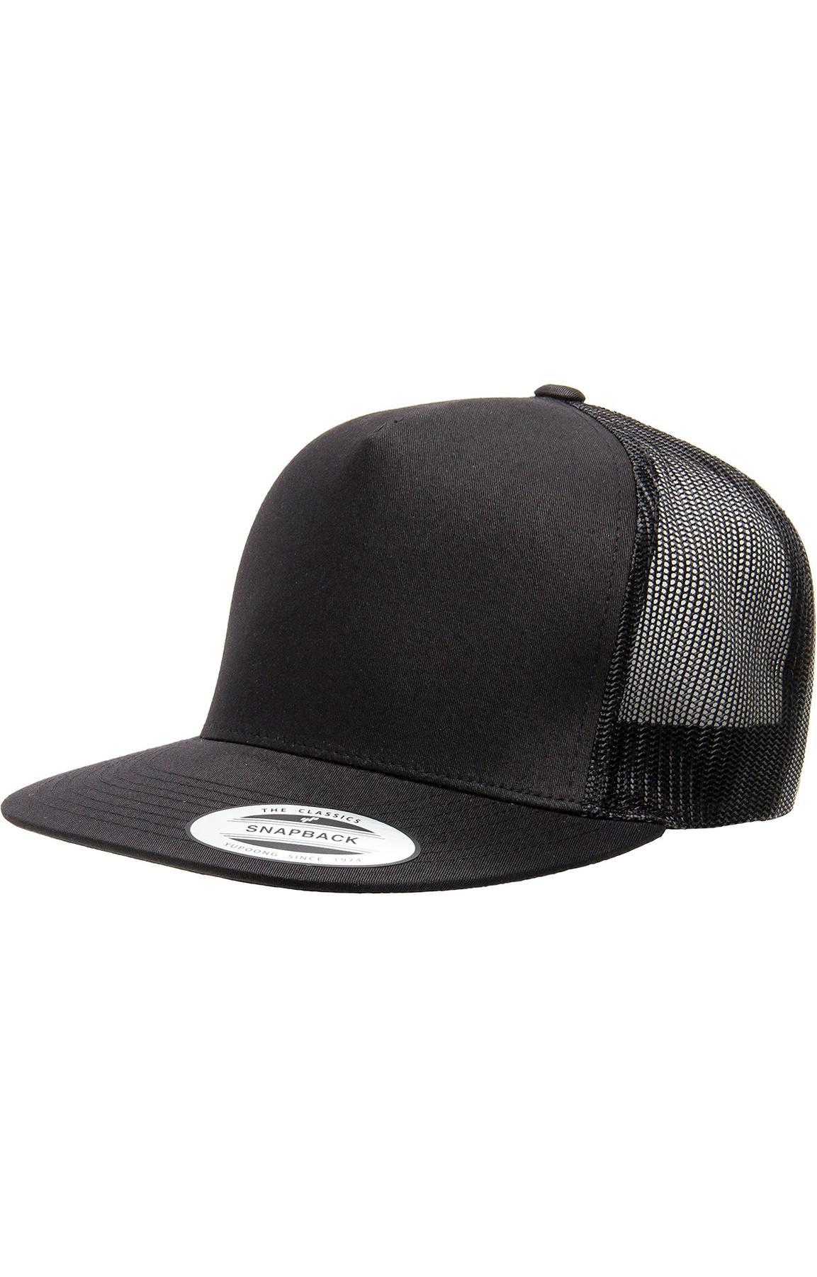 YP Classics Classic Five-Panel Trucker Cap - 6006, Black