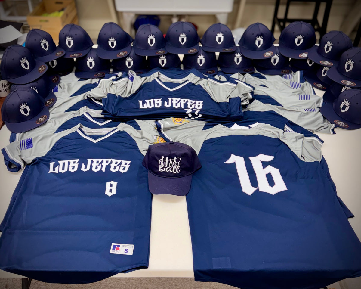 Los Jefes custom team baseball jerseys and hats