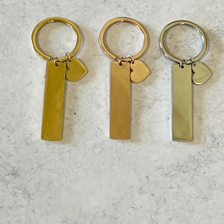 Heart and Rectangle Keychain
