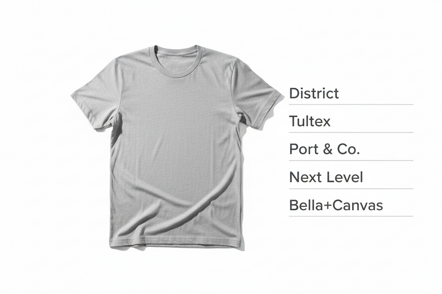 Sample blank shirt — not your selected style or color