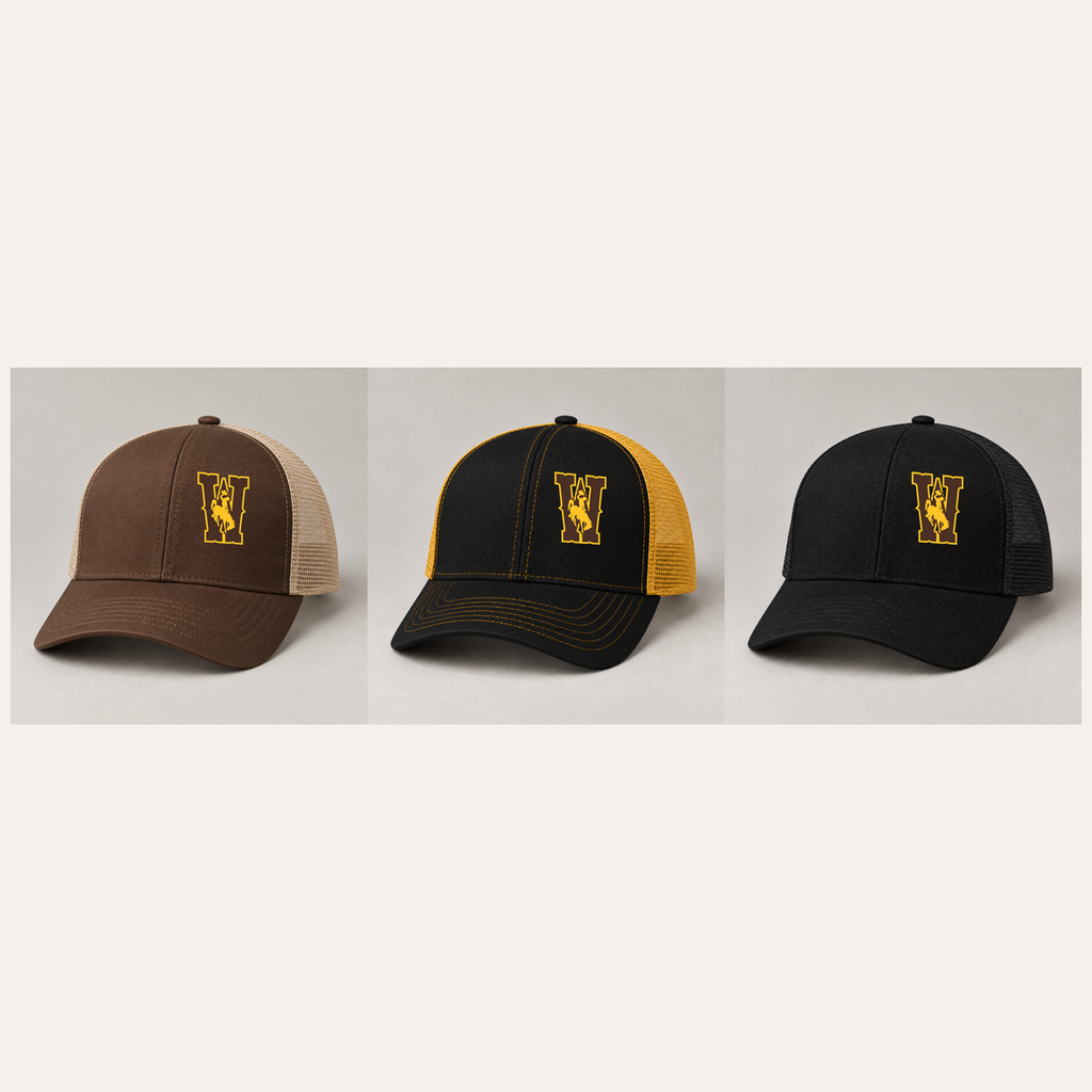 UW embroidered hats with design centered on left front panel in all colors