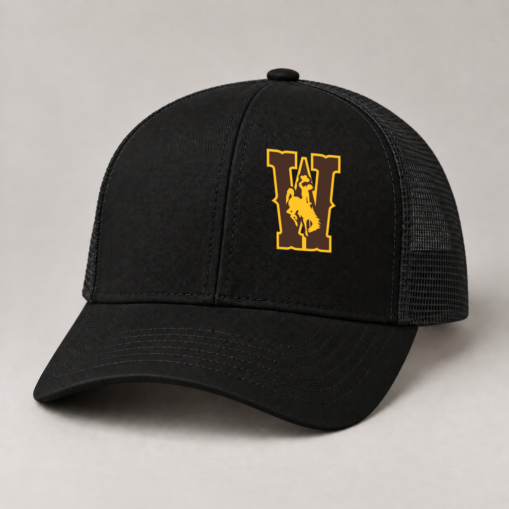 Solid black UW hat with embroidery centered on left front panel