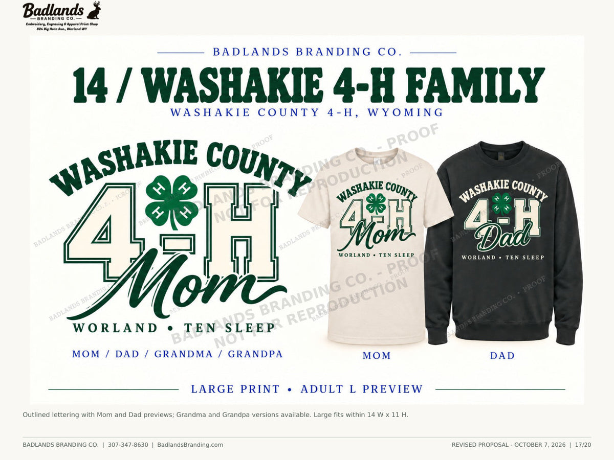 Collection 14 — finished Washakie County 4-H garment review proof
