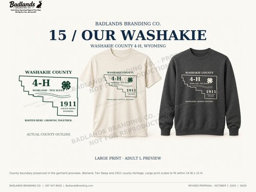 Collection 15 — finished Washakie County 4-H garment review proof